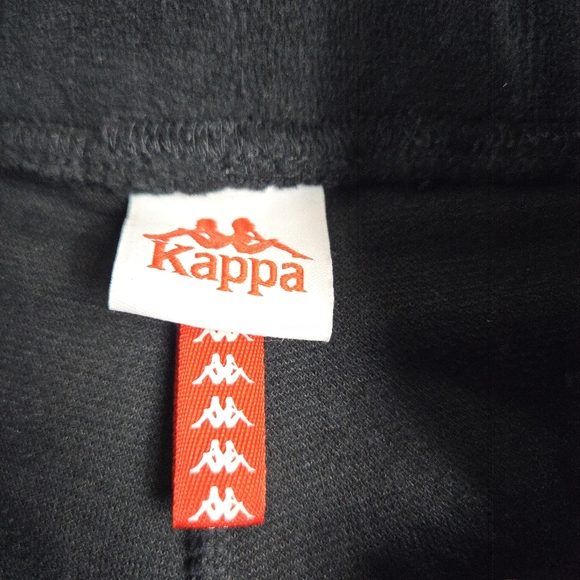 Kappa 222 Banda Black Velour Saxeever Biker Shorts Rhinestone Logo Streetwear - Picture 8 of 12